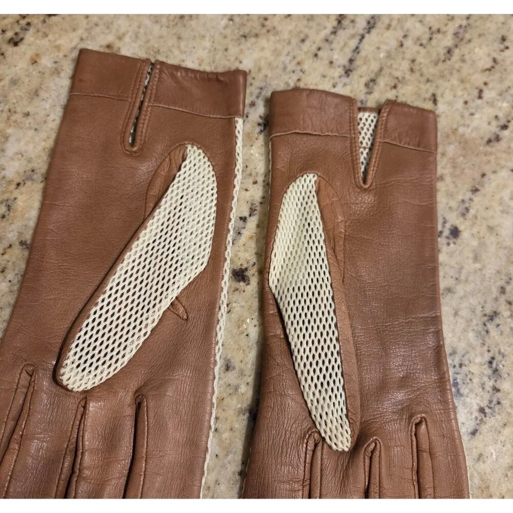 Vintage Womens Size M Leather Mesh Gloves